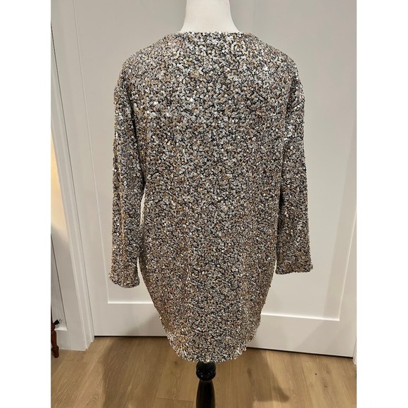 OPT by Anthropologie Glam Oversized All Over Sequin Long Sleeve Mini Dress Small - Picture 5 of 9